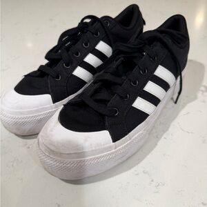 Adidas Women Black and White Platform Sneakers